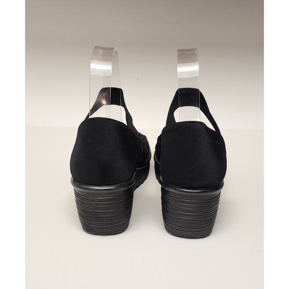 Faded Glory Sandals Women's Woven Wedge Ankle D'Orsay Peep Toe Black Fabric 10 - Picture 8 of 11